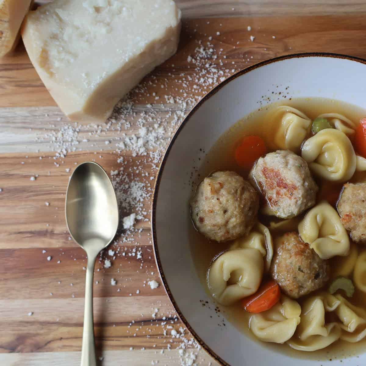 Soup with Pear and Shallot Meatballs over Tortellini — The Cozy Fall Dish Missing from Your Rotation