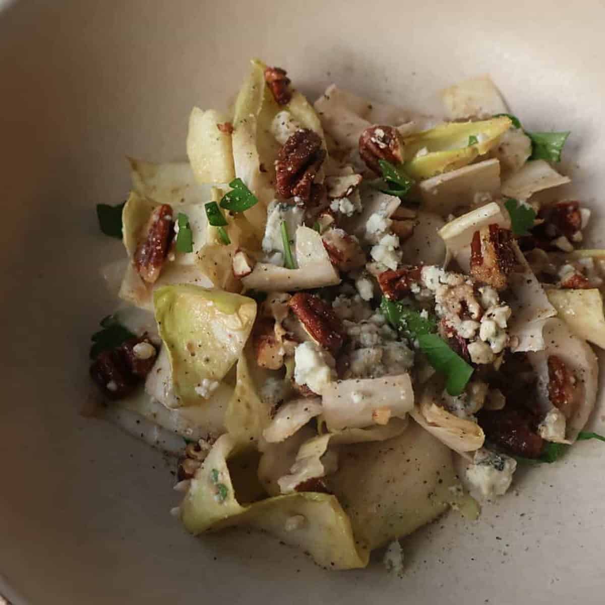 Endive Salad with Gorgonzola, Pecans & Strawberry Balsamic