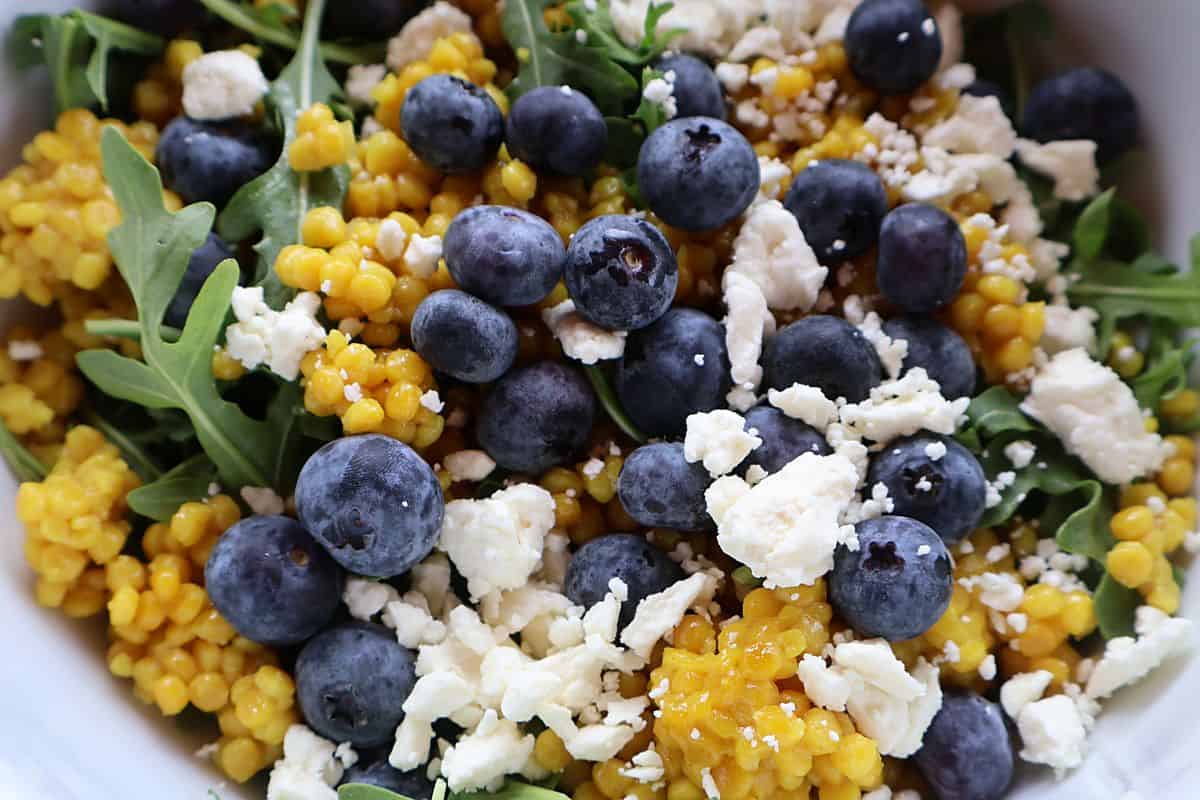 Israeli Couscous Salad Recipe with Blueberries, Arugula & Feta