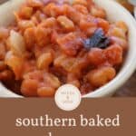 Pinterest pin for baked beans with canned beans recipe