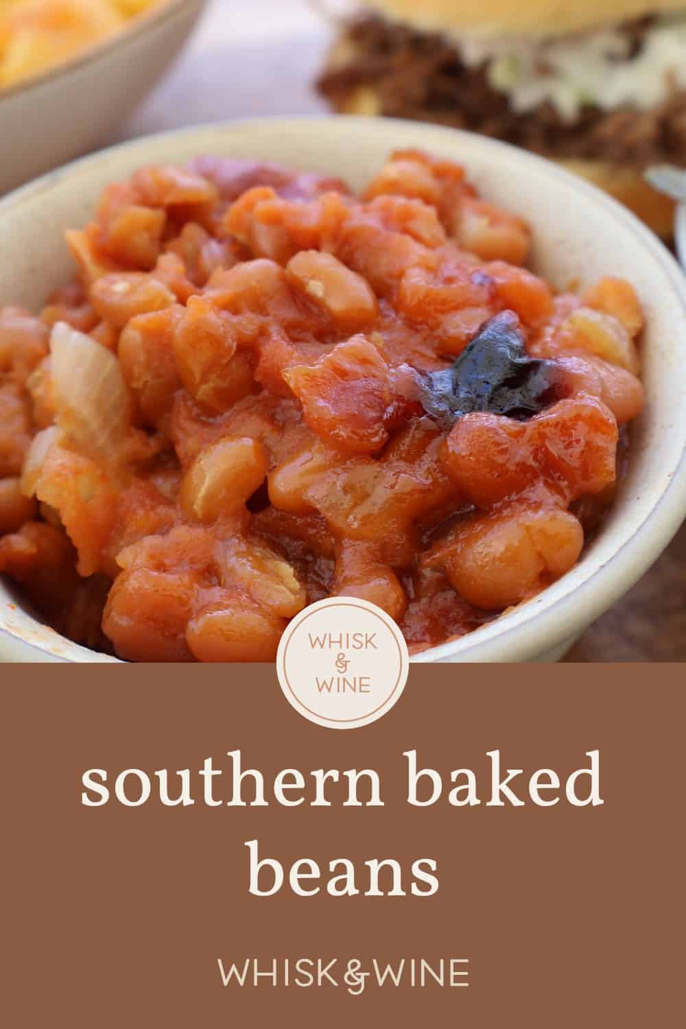 Pinterest pin for baked beans with canned beans recipe