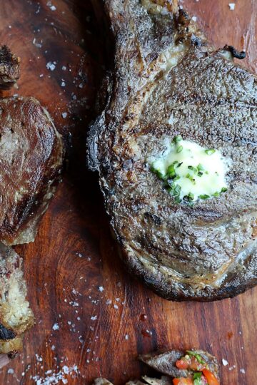 Reverse sear tomahawk steak with Cow's Rule compound butter and Florida Pure Sea Salt - featured image