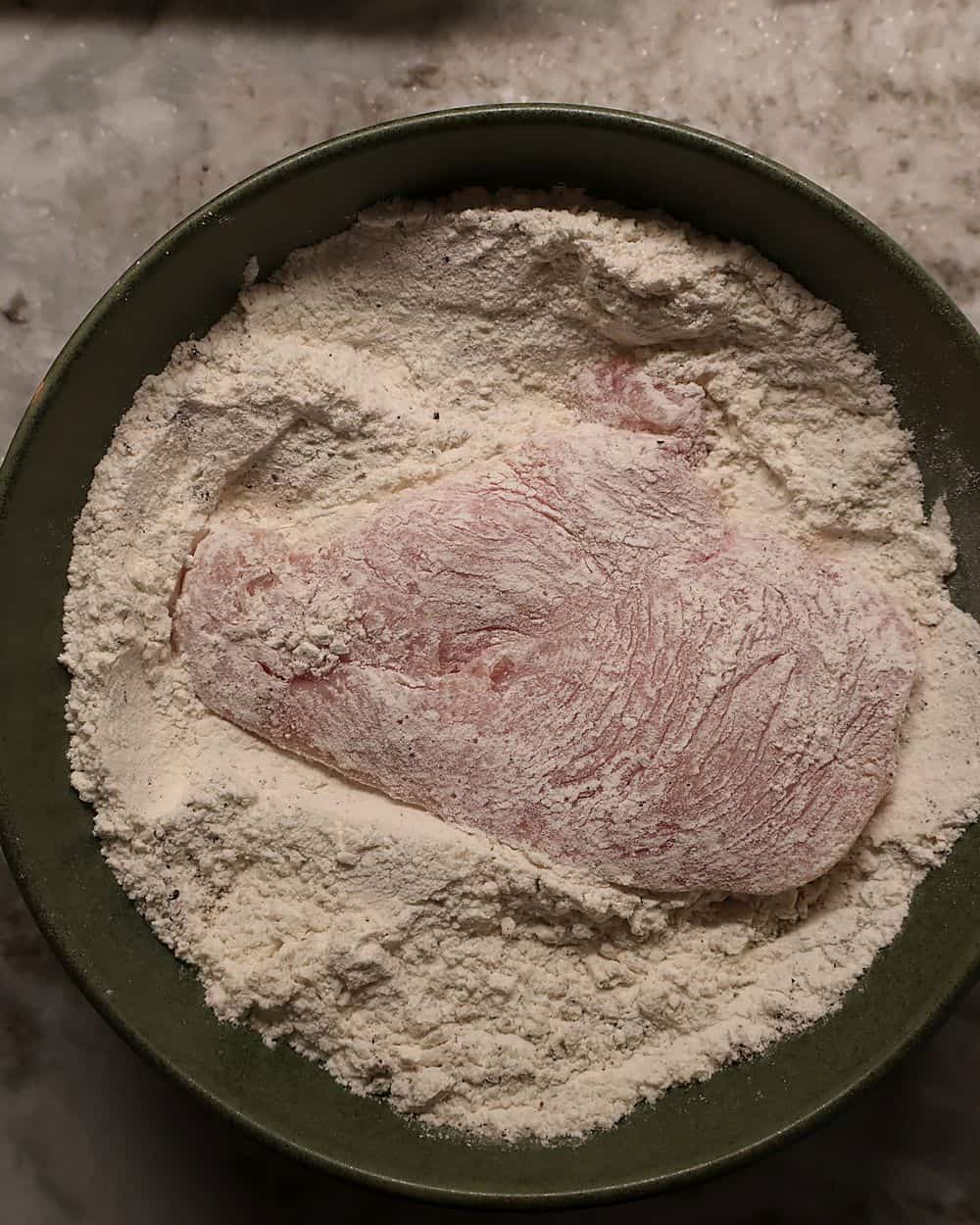 Dredge the chicken