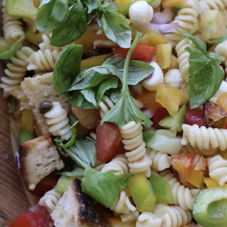 Panzanella Pasta Salad with Heirloom Tomatoes & Basil
