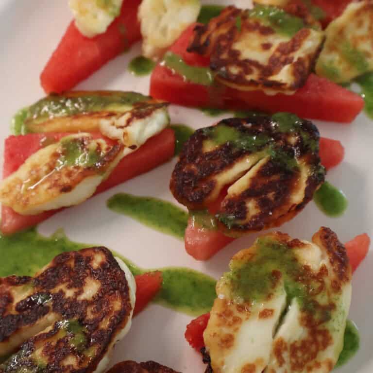 Watermelon Salad Recipe with Halloumi & Mint Vinaigrette