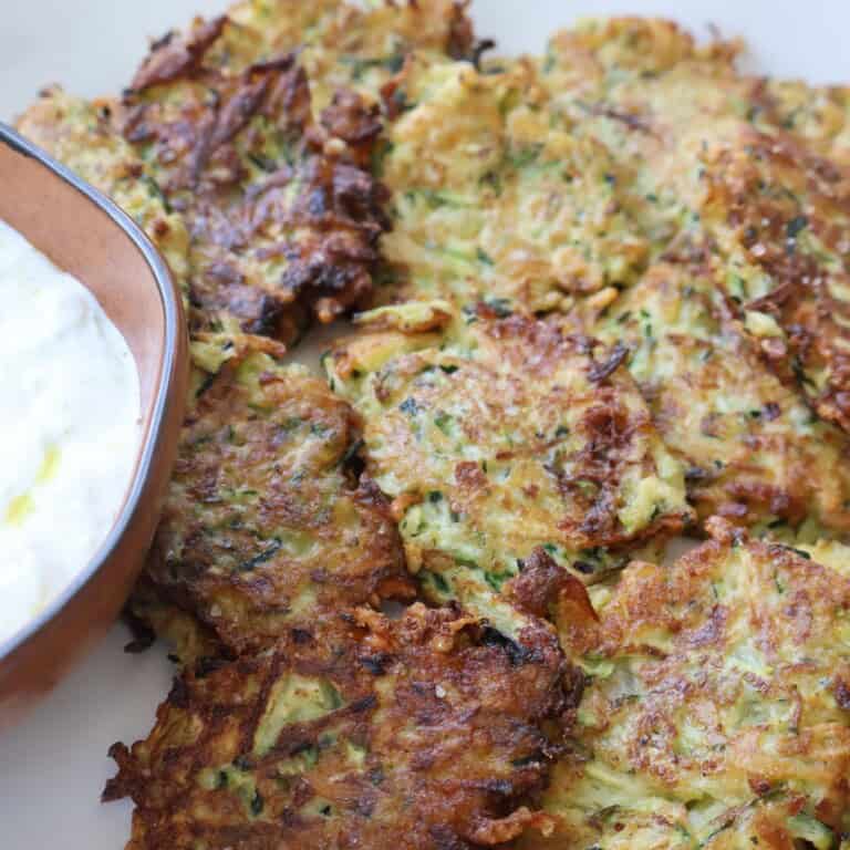 Zucchini Fritters Recipe with Yogurt Sauce - Nene's Recipe